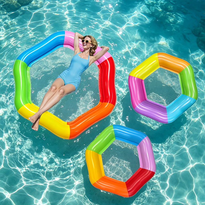 New Hexagon Colorful Inflatabl - Pool Lounger Inflatable 评论和价格