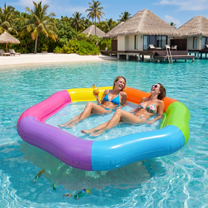 New Hexagon Colorful Inflatabl - Pool Lounger Inflatable 评论和价格