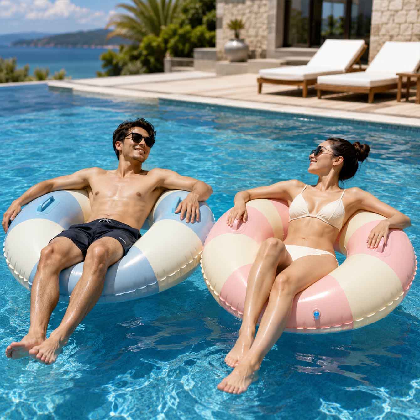 1PC Inflatable Swim Ring with  - Pool Float Ring Inflatable 评论和价格