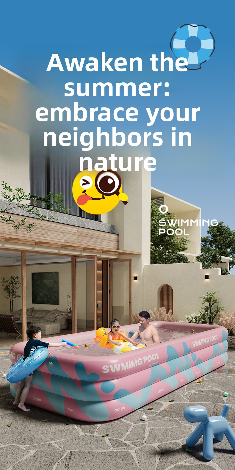 Inflatable Pool With Sunshade  - Water Slide Inflatable 评论和价格
