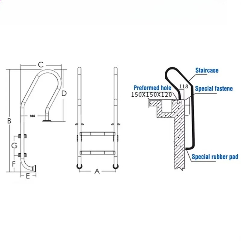 Stainless Steel 3/4-Step Above - Pool Ladder Above Ground 评论和价格