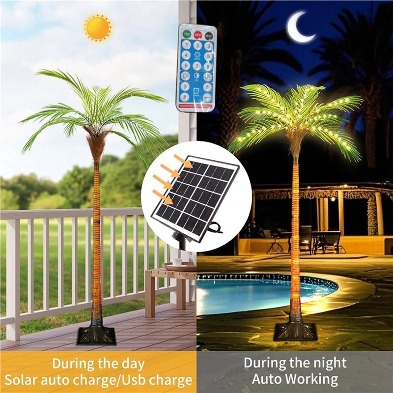 ABRW-Solar Palm Tree Lights Wi - Pool Light Solar Rechargeable 评论和价格