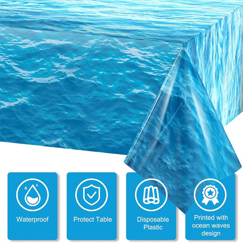Blue Ocean Wave Pattern Dispos - Pool Cover Waterproof 评论和价格